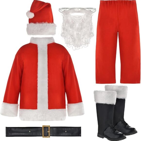 NEW Classic Santa Suit Christmas 1Set 7Pcs Adult Standard Size Up To Size 44 - Picture 5 of 15